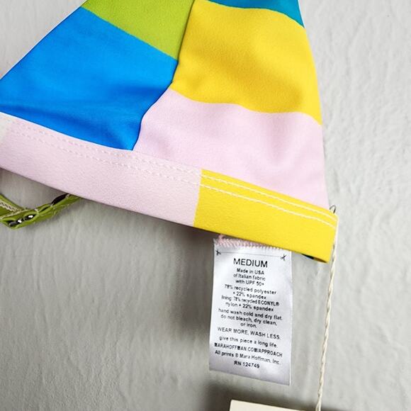NEW Mara Hoffman Nonpadded Triangle Bikini Swim Top Rainbow Multi - Picture 8 of 12